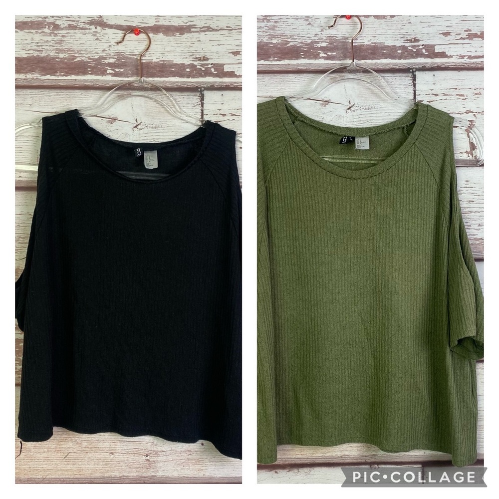 H&M COLD SHOULDER RIBBED BLOUSES LOT